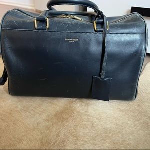 Saint Laurent Paris Navy Leather Bowler Bag